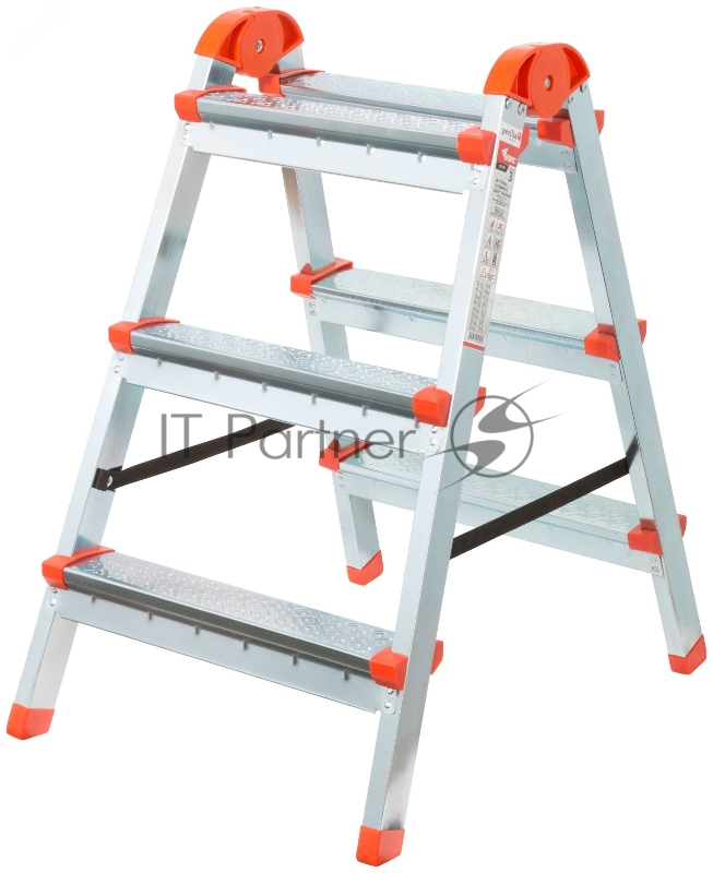 КУРС Лестница-стремянка стальная двусторонняя, 3 ступени, Н=65 см, вес 3,1 кг 65392