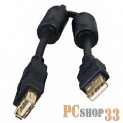 Кабель 5bites UC5011-018A Проф. Кабель USB2.0, AM/AF, зол.разъемы, ферр.кольца, 1.8м., черный