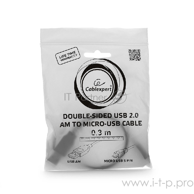 Кабель Gembird/Cablexpert CC-mUSB2D-0.3M, Кабель USB 2.0 , мультиразъем USB, AM/microB 5P, 30sm
