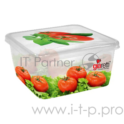 Емкость для продуктов Giaretti GR1064ОВЩ Браво Овощи, квадратная 0,45 л (в уп. 60 шт)