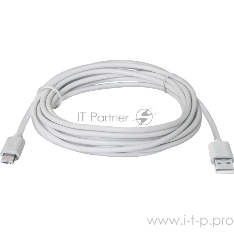 Кабель Defender USB кабель USB08-10BH USB2.0 белый, AM-MicroBM, 3м (87468)