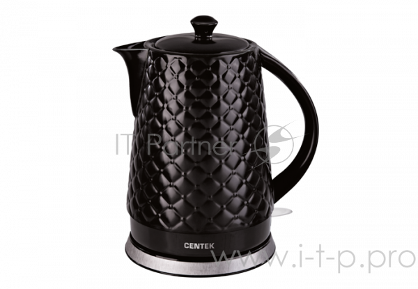 Чайник электрический Centek CT-0061 Black 2.0л, 2000W, чёрная керамика, рельефный корпус
