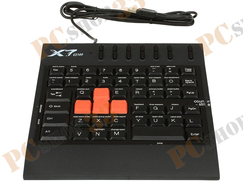 Клавиатура A4Tech X7 G100, 62кн., водостойкая, черный (USB)