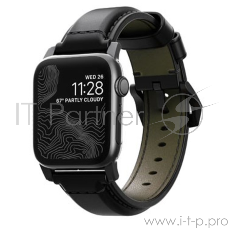 Ремешок Nomad Traditional Strap Shell Cordovan для Apple Watch 44mm/42mm. Материал кожа натуральная. Цвет ремешок черный, застежка черный.