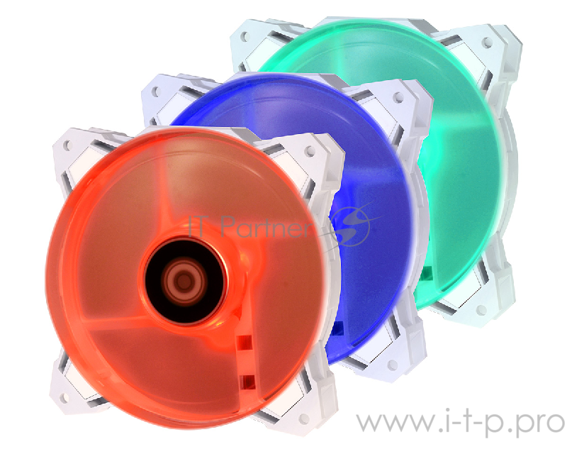Вентилятор ID-COOLING SF-12025-RGB TRIO-SNOW (3 in 1) 120x120x25мм (20шт./кор, Пульт управления, PWM, Low Noise, резиновые углы, RGB, 700-1800об/мин, белый) BOX