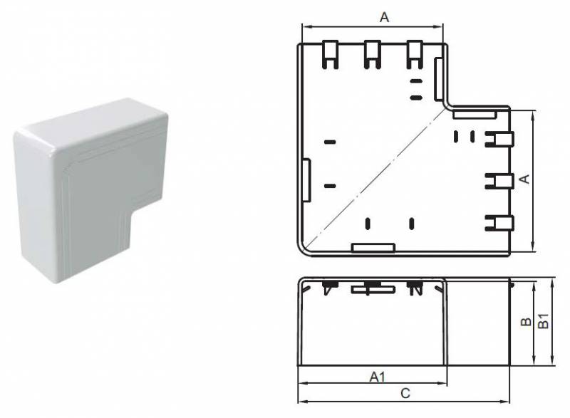 Угол плоский NPAN 100x60мм 90 DKC 01745 белый (упак.:1шт)
