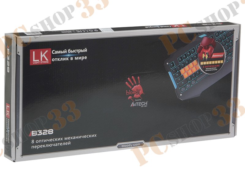 Клавиатура A4Tech Bloody B328, 103+1кн., подсветка, водостойкая, черный (USB)