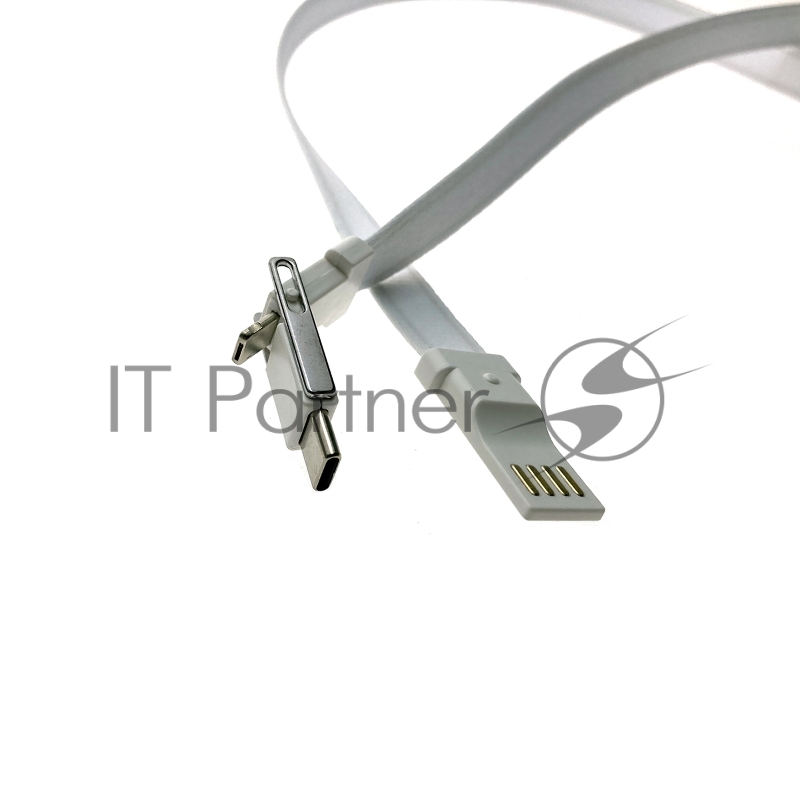 Espada Универсальный кабель-переходник 3 в 1, Elyard3i1 белый Type-C + micro USB + iphone Lightning 8pin ремешок на шею , для зарядки планшета, ноутбука, смартфона (44211)