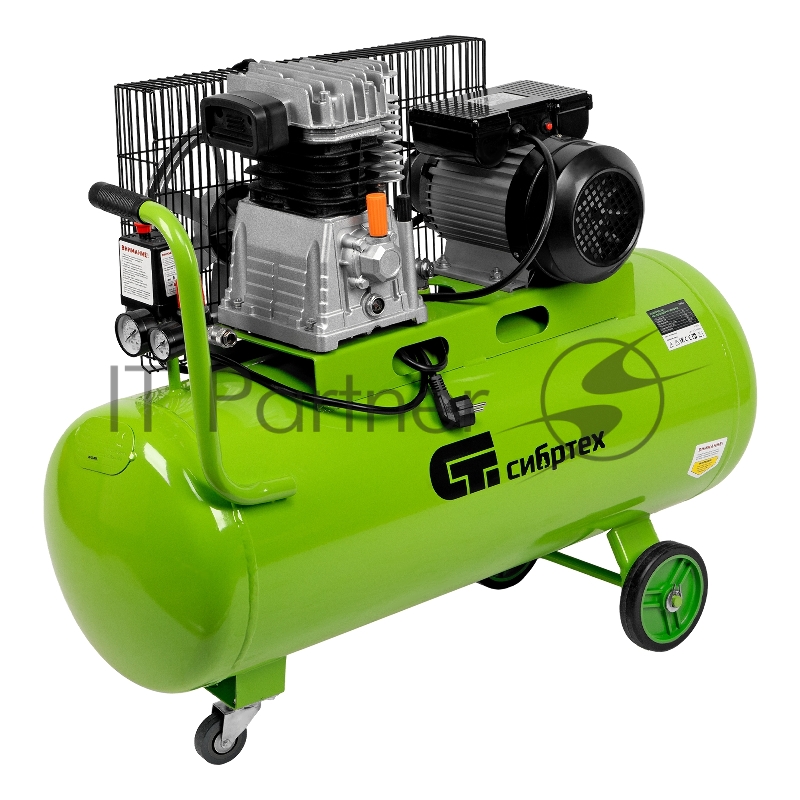 СИБРТЕХ Компрессор воздушный КР-2200/100, 2,2 кВт, 350 л/мин, 100 л, 58042