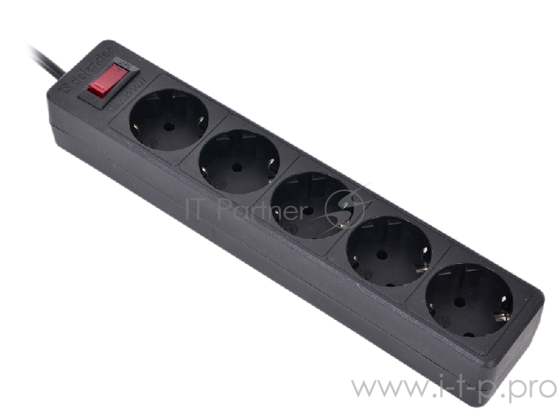Сетевой фильтр на 5 розеток Defender ES 5 99486, черный (5.0м)