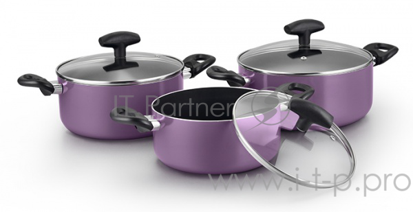 Набор посуды GALAXY GL 9504 наб. посуды 6пр.(Объем кастрюль: 3л/4л/5л. Японское керамическое покрытие Silkware. Крышки из жаропрочного стекла. Эргономичные ручки. Термоаккумулирующее дно подходит для всех типов плит, в т. ч. индукционных. Высококачес