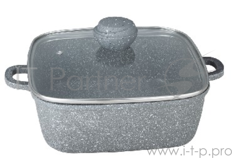 Кастрюля квадратная со стеклянной крышкой BEKKER BK-3809 3,9л квадрат. 3,9л. Толщина стенки 2,0мм, дна 4,5мм, размеры 24х24х9 см. Внутри антипригарное серое мраморное покрытие, снаружи жаропрочное серое мраморное покрытие. Ручка крышки с покрытием So