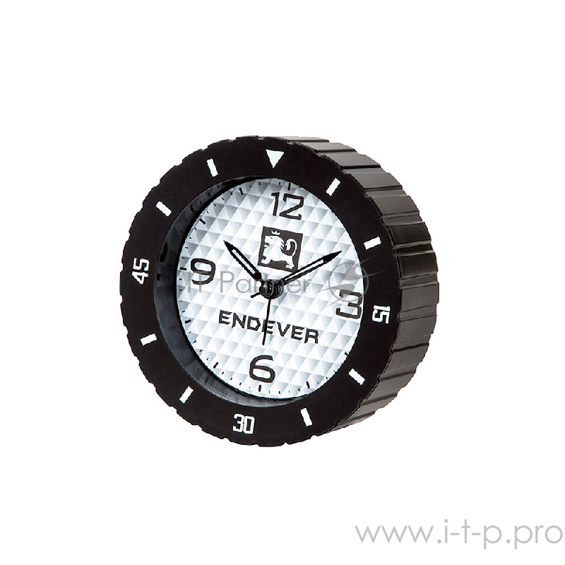 91-RealTime Часы будильник, ENDEVER черный, кварцевый механизм,батарейка 1хАА.