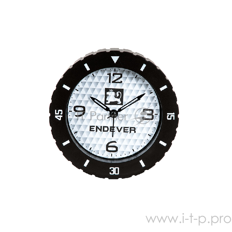 91-RealTime Часы будильник, ENDEVER черный, кварцевый механизм,батарейка 1хАА.