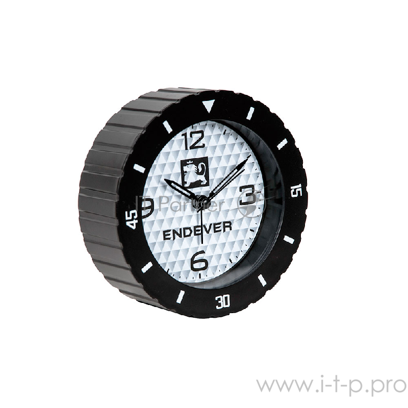 91-RealTime Часы будильник, ENDEVER черный, кварцевый механизм,батарейка 1хАА.
