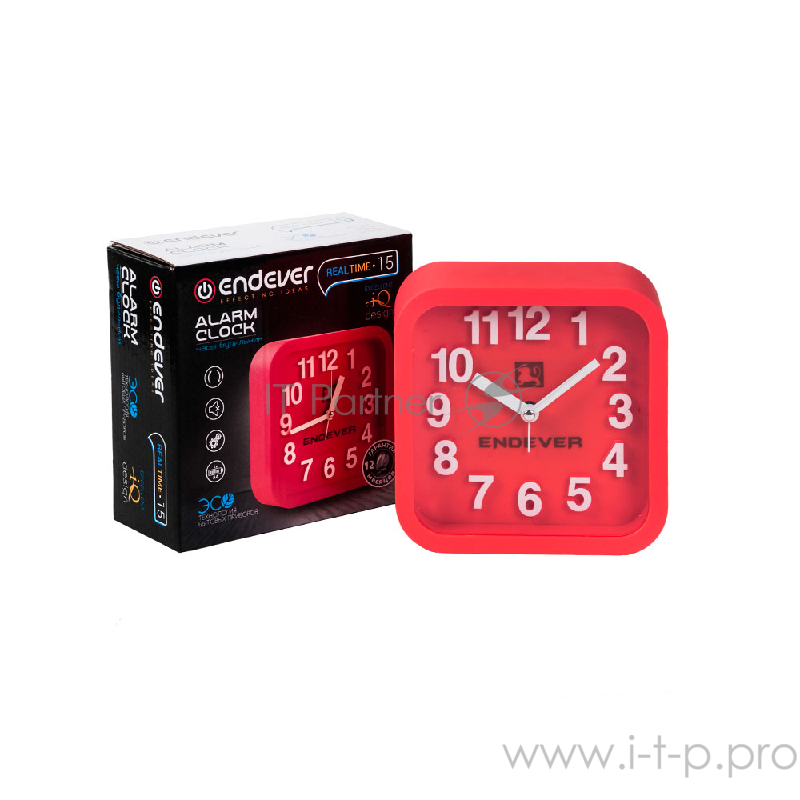 15-RealTime Часы будильник , ENDEVER розовый,.батарейка 1хАА не входит в комплект