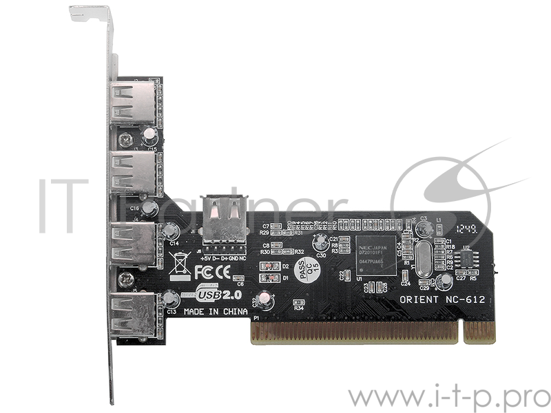 Контроллер ORIENT NC-612 OEM {USB2.0 PCI card, 4 port-ext, 1 port-int}