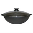 Сковорода WOK чугунная 280 с 2-мя ручками и стекл. крышкой Биол 0528С