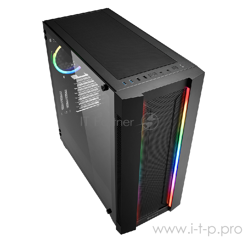 Sharkoon Elite Shark CA200M RGB led игровой корпус чёрный (E-ATX, Закаленное стекло, fan 1x120 мм, 2 x USB 3.0,2 x USB 2.0, audio)