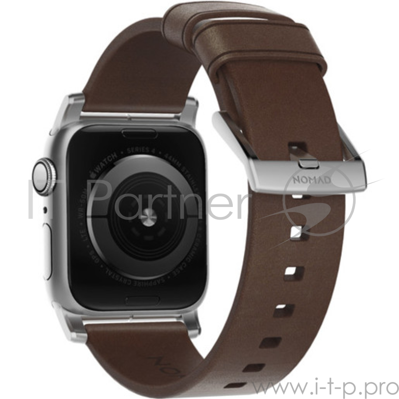 Ремешок Nomad Modern Strap для Apple Watch 44mm/42mm. Материал кожа натуральная. Цвет ремешок темно-коричневый, застежка серебристый.