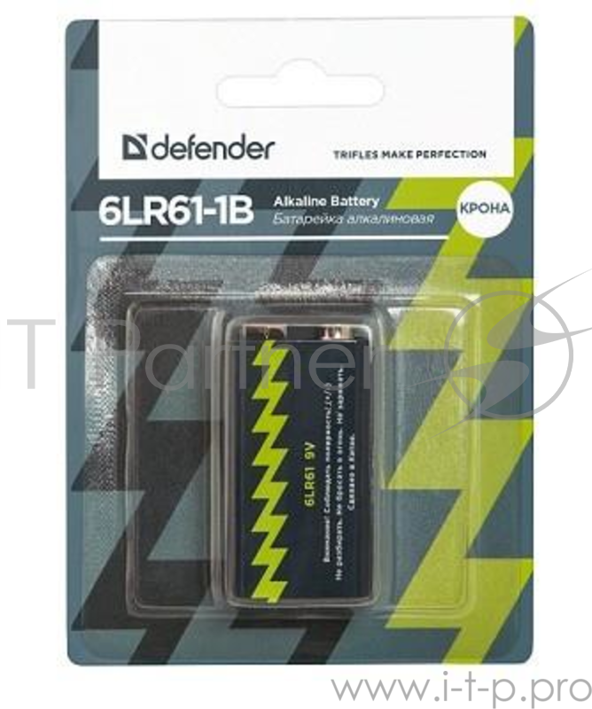 Батарейка Defender 6LR61-1B 56042 9.0В 9V/6LR61 (1шт./уп.)