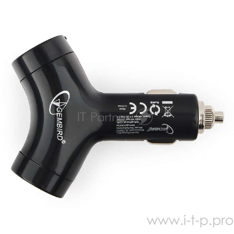 Аксессуар Gembird Адаптер питания MP3A-UC-CAR5 12V-5V 2-USB 2A, черный(MP3A-UC-CAR5)