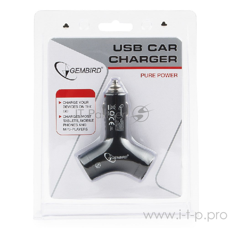 Аксессуар Gembird Адаптер питания MP3A-UC-CAR5 12V-5V 2-USB 2A, черный(MP3A-UC-CAR5)