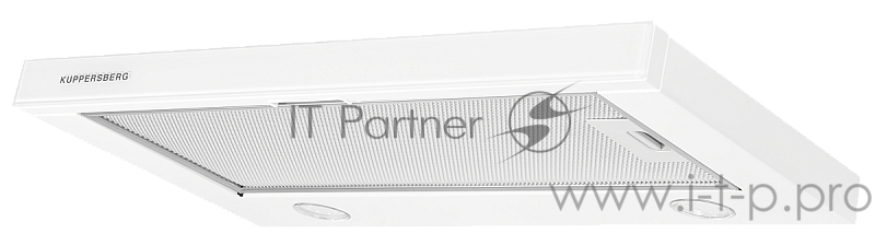 Встраиваемая вытяжка Kuppersberg SLIMLUX IV 60 GW, ширина 60 см, отвод/рециркуляция, 550 м3/час, механическое управление, 3 скорости, светодиодное освещение 2х4 Вт, металлические жироулавливающие фильтры, угольный фильтр(опция), цвет белый/панель сте