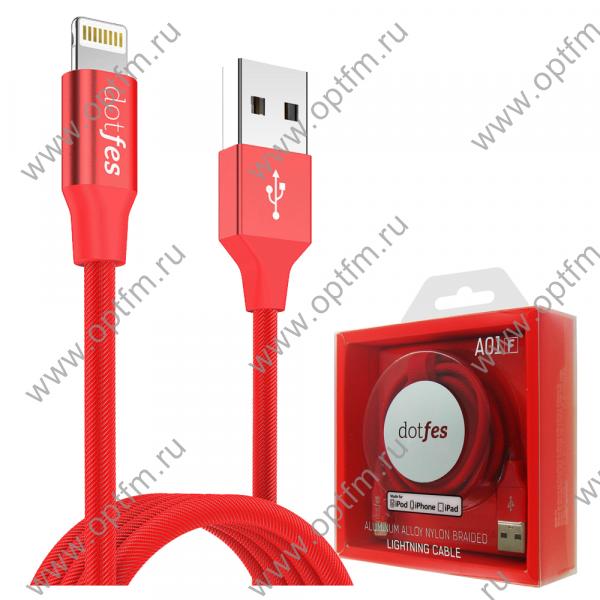 Кабель USB - Apple 8pin/lightning (MFI) DOTFES A01F красный (1м)