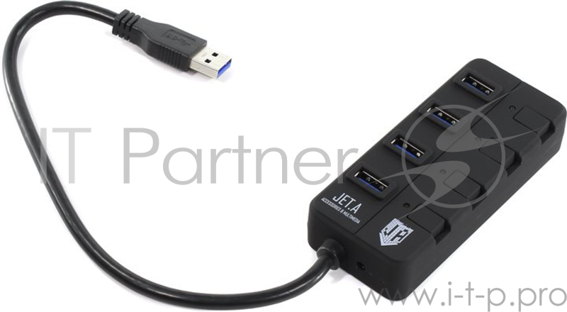 USB-концентратор Jet.A JA-UH35 на 4 порта USB 3.0, Hot Plug, с выключателями портов, чёрный