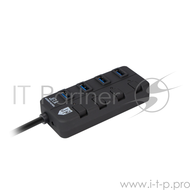 USB-концентратор Jet.A JA-UH35 на 4 порта USB 3.0, Hot Plug, с выключателями портов, чёрный