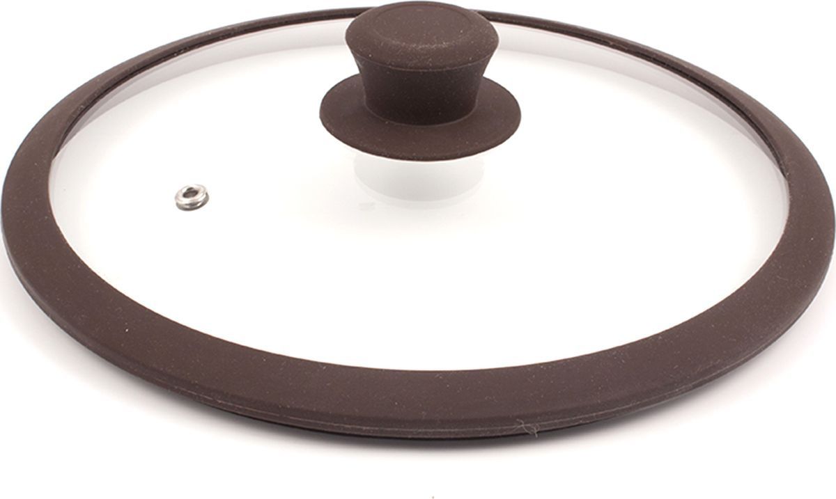 Крышка стеклян. Tima 4822BR с силиконовым ободом 22 см. коричневая