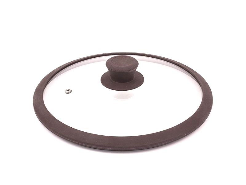 Крышка стеклян. Tima 4826BR с силиконовым ободом 26 см. коричневая
