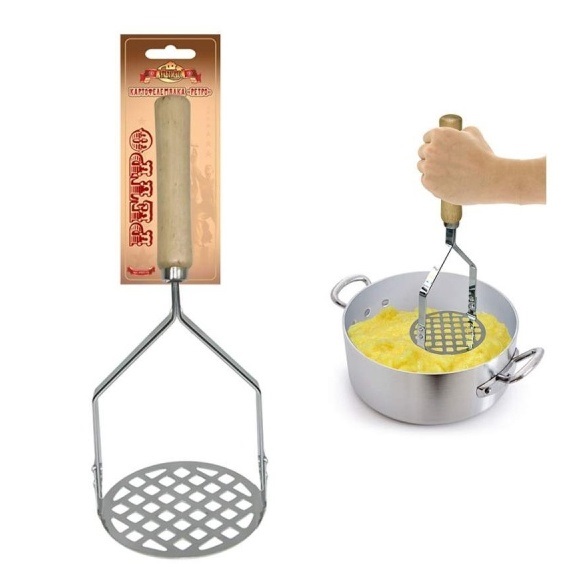 Картофелемялка РЕТРО (хром, дерев.ручка)