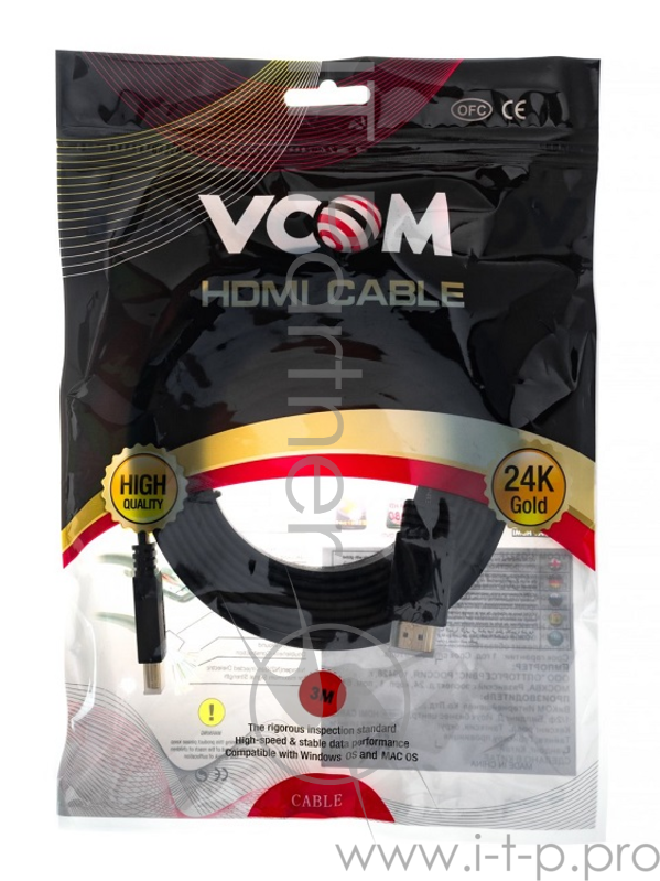 Кабель HDMI 19M/M,плоский, ver. 2.0, 4K@60 Hz 3m VCOM <CG522F-3M>