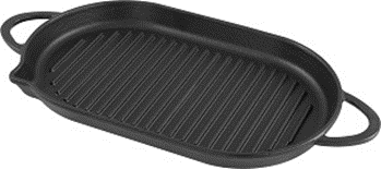 Набор посуды Korting Овальная сковорода-гриль из чугуна с двумя боковыми ручками: 100% чугун, ребристая поверхность гриля с предотвращающим пригорание покрытием, боковой желоб для удаления гриля, быстрый и равномерный нагрев дна, подходит для всех ти