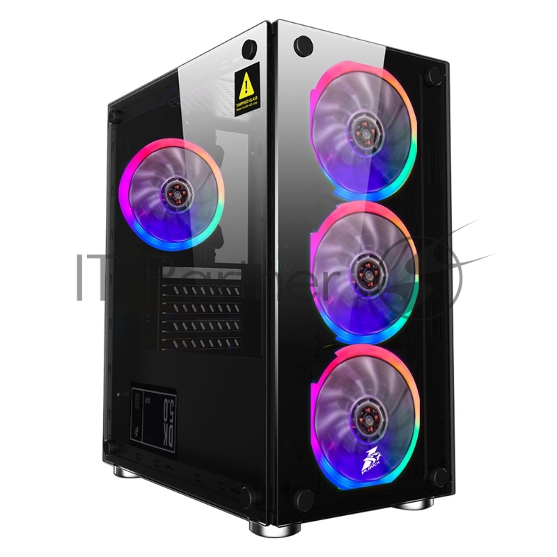 Корпус 1STPLAYER FIREBASE X2 / mATX, tempered glass side panels / 4x 120mm LED fans inc. / X2-4R1