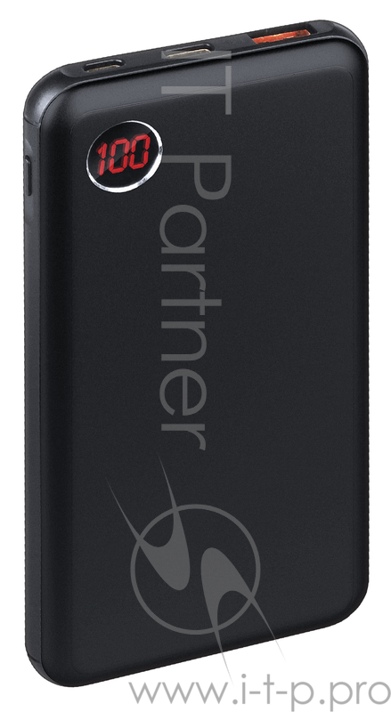 Портативное зарядное устройство Qumo PowerAid T10000 QC/PD, 10000 мА-ч, 1 USB QC + 1 Type C PD, вход до 2А (Type C + Micro), черный, корпус металл