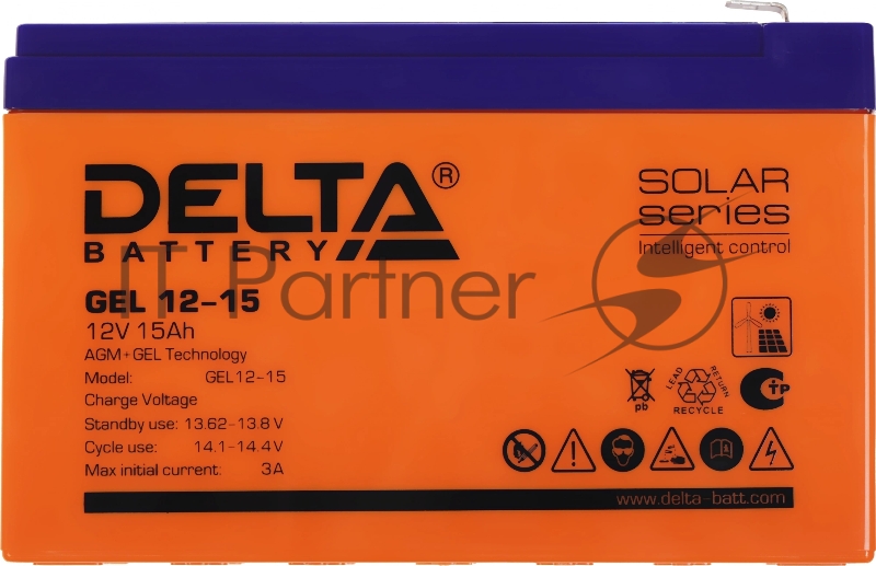 Delta GEL 12-15 (12V/15Ач) свинцово- кислотный аккумулятор