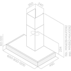 Вытяжка каминная ELICA SPOT NG H6 IX/A/90 / 700 м3/ч, нерж.сталь