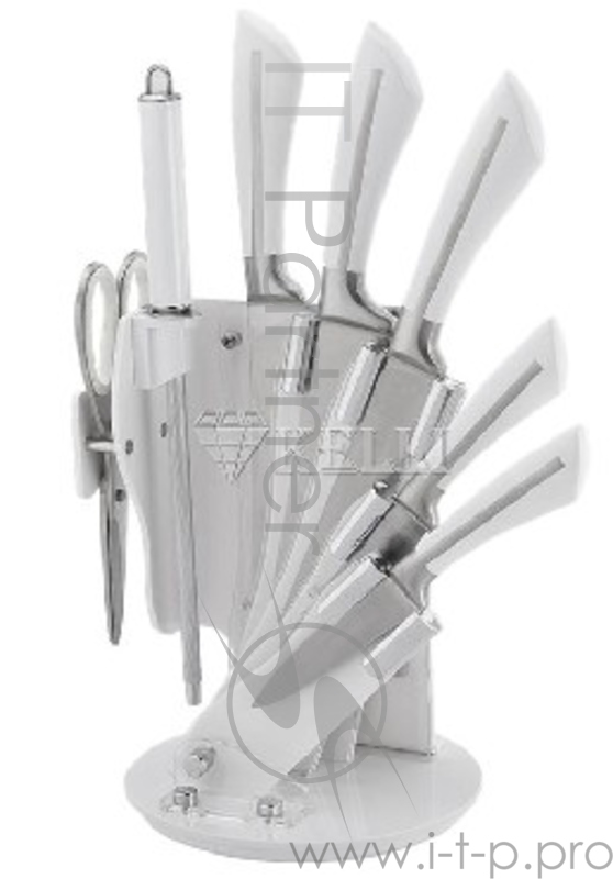 KELLI KL-2085 набор ножей 8пр.(8 ПРЕДМЕТОВ: 1.Топорик кухонный 7, 2.Нож поварской 8, 3.Нож хлебный 8, 3.Нож для резки 6, 5.Нож овощной 5, 6.Кухонные ножницы, 7.Точилка, 8.ПОДСТАВКА. Высококачественная нержавеющая сталь 18/10. Невероятная острота лезв