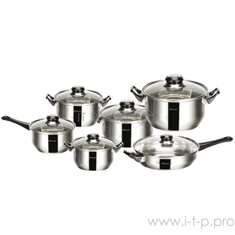 Набор кастрюль Mercury, MC - 6017 (2) 12 предметов 4,9/2,8/1,9/1,9/1,3/1,3 л