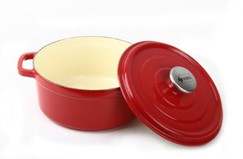 Korting K 1224 R Чугунная кастрюля с внутренним керамическим покрытием и крышкой: 100% чугун, высокопрочная внутренняя керамическая эмаль бежевого цве