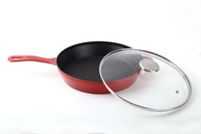 Korting K 1228 R Чугунная сковорода-гриль с одной ручкой: 100% чугун, текстура дна в виде сот, высокопрочнае внутренняее покрытие, предотвращающее при