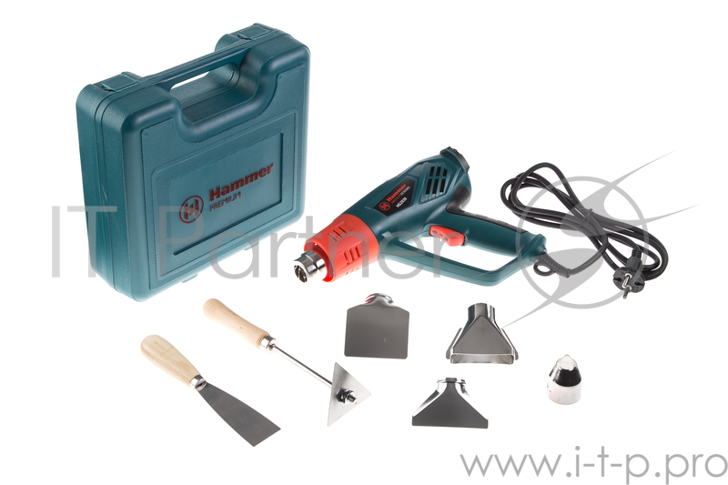 Фен техн. HAMMER HG2030 PREMIUM 2200Вт 50/50-600С 250-500л/мин кейс, насадки, тепл.защита
