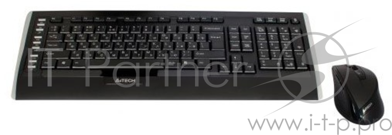 Клавиатура + мышь A4TECH W 9300F USB (черный), 2.4G наноприемник