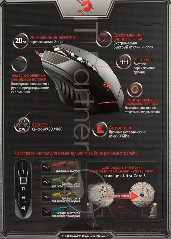 Мышь A4Tech Bloody Terminator TL7 черный/серый лазерная (8200dpi) USB2.0 игровая (8but)