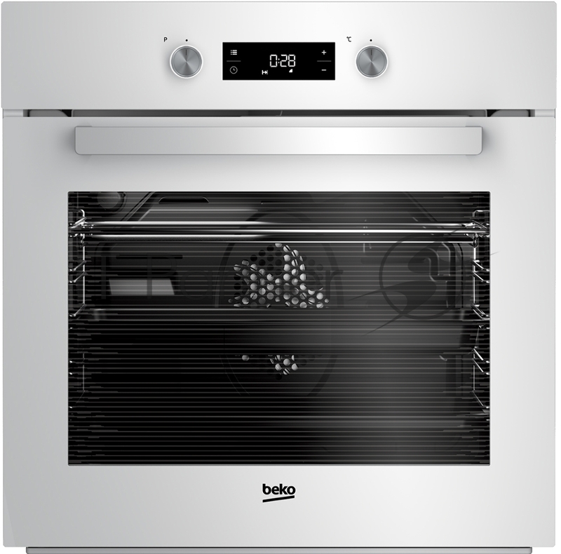 Встраиваемая электрическая духовка BEKO BIE24301W/ 59.4х59.5х56.7 см, 71 л, 6 режимов, дисплей, гриль, легкоочищающаяся эмаль, цвет: белый