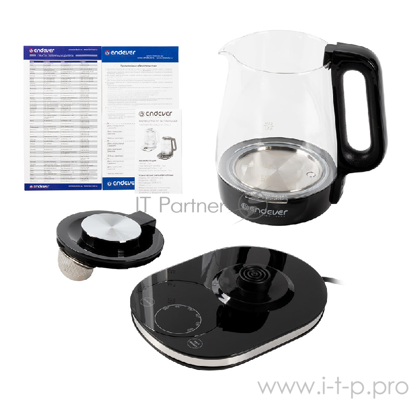334 G-KR Чайник электрический Endever Skyline.Ёмкость 1,7 л, корпус из BIO-стекла, мощ.1800 Вт.
