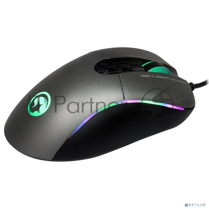 Мышь MARVO G950 Black USB {Мышь игровая проводная оптическая, 4000dpi, Сенсор Avago A3050, 7 кнопок, RGB подсветка, Программируемые кнопки, Сменные боковины, USB, Кабель 1,8 м}